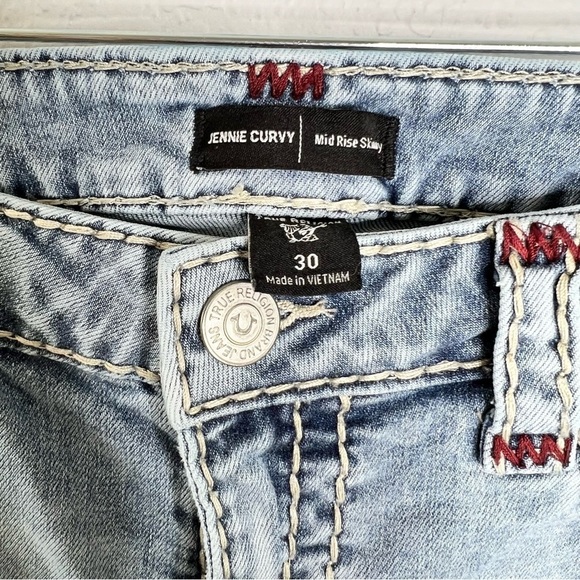 True Religion Jeans Women Size 30 Jennie Curvy Mid Rise Skinny Blue 28” CLO - Picture 3 of 10